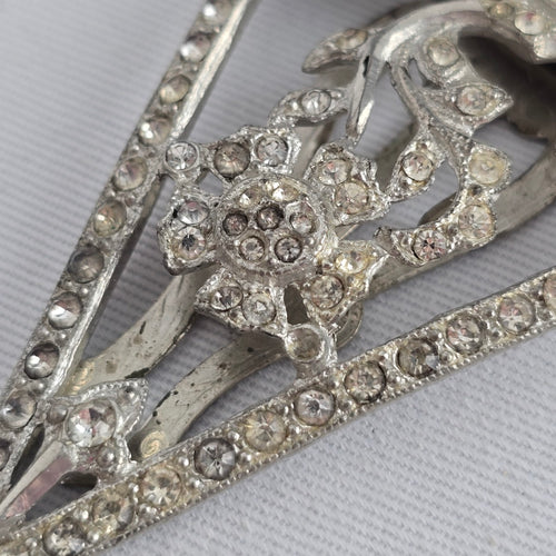 Vintage Art Deco Style Rhinestone Dress Clip Brooch