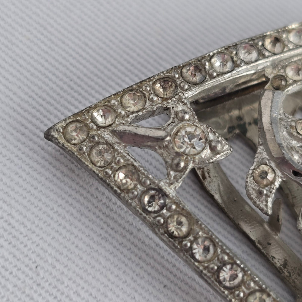 Vintage Art Deco Style Rhinestone Dress Clip Brooch