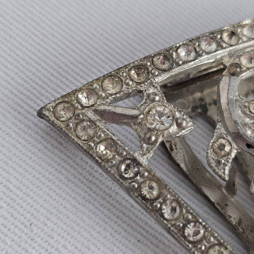 Vintage Art Deco Style Rhinestone Dress Clip Brooch