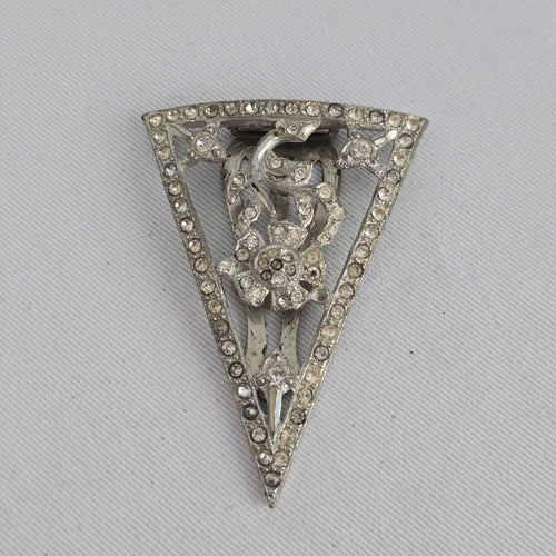 Vintage Art Deco Style Rhinestone Dress Clip Brooch