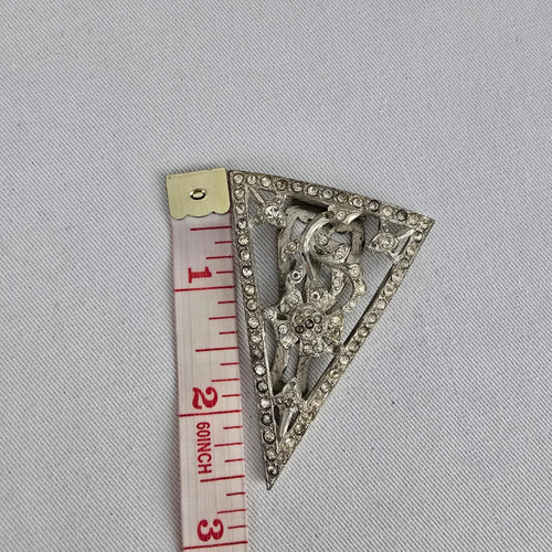 Vintage Art Deco Style Rhinestone Dress Clip Brooch