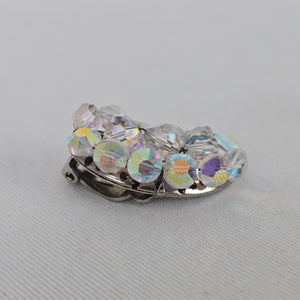 Vintage Aurora Borealis Crystal Clip On Earrings