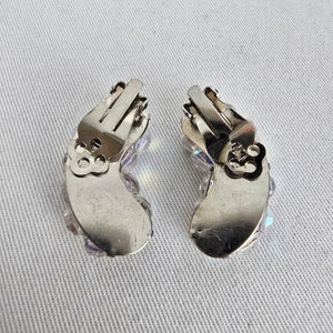 Vintage Aurora Borealis Crystal Clip On Earrings