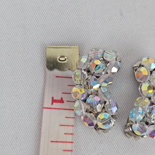 Vintage Aurora Borealis Crystal Clip On Earrings