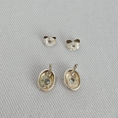 925 Sterling Silver Oval CZ Stud Earrings