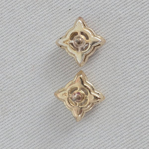 Gold Tone Princess Cut Crystal Stud Earrings