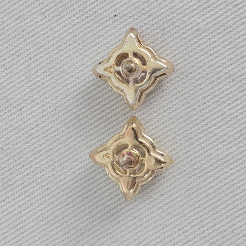 Gold Tone Princess Cut Crystal Stud Earrings