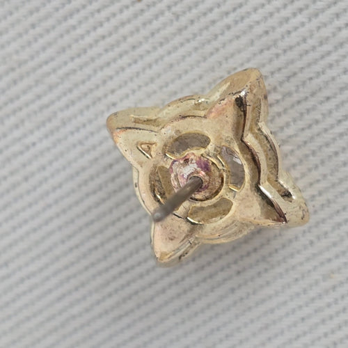 Gold Tone Princess Cut Crystal Stud Earrings