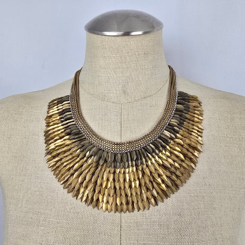 Stella & Dot Gold Tone Layered Statement Bib Necklace