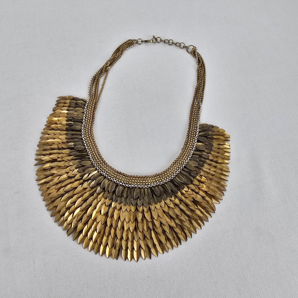 Stella & Dot Gold Tone Layered Statement Bib Necklace