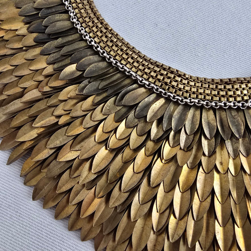 Stella & Dot Gold Tone Layered Statement Bib Necklace