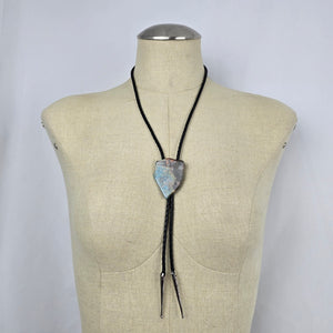 Southwestern Stone Bolo Tie Necklace Black Braided Cord