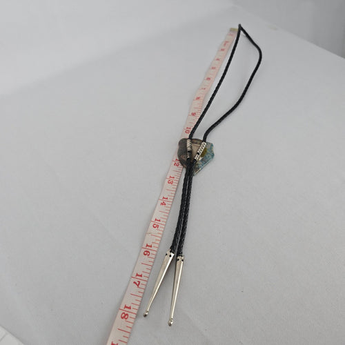 Southwestern Stone Bolo Tie Necklace Black Braided Cord