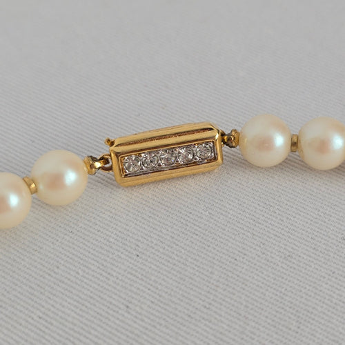Vintage D'Orlan Faux-Pearl & Swarovski Crystal Bow Necklace