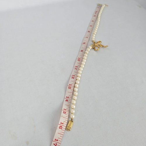 Vintage D'Orlan Faux-Pearl & Swarovski Crystal Bow Necklace