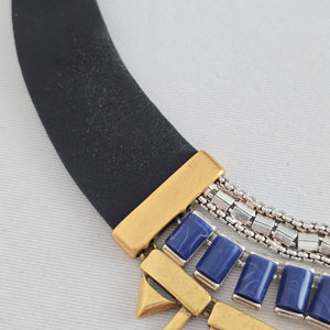 Stella & Dot Libby Layering Necklace Gold Blue Statement Necklace