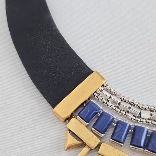 Stella & Dot Libby Layering Necklace Gold Blue Statement Necklace