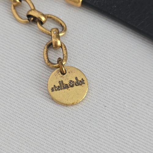 Stella & Dot Libby Layering Necklace Gold Blue Statement Necklace