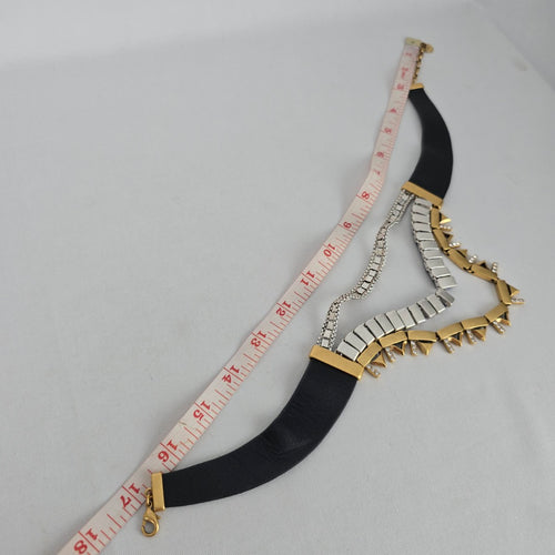 Stella & Dot Libby Layering Necklace Gold Blue Statement Necklace