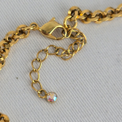 FAC Fifth Avenue Collection Gold Abalone Rhinestone Pendant Necklace