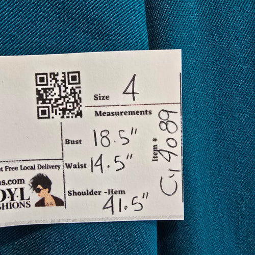 Vintage Classiques Teal Wool Coat Dress Size 4
