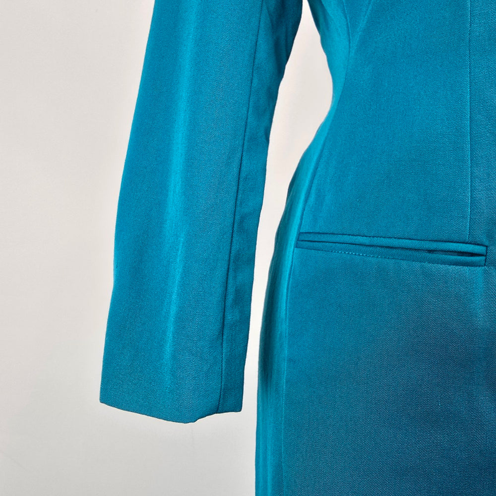 Vintage Classiques Teal Wool Coat Dress Size 4