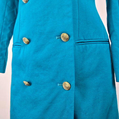 Vintage Classiques Teal Wool Coat Dress Size 4