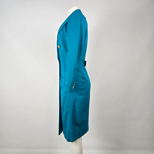 Vintage Classiques Teal Wool Coat Dress Size 4