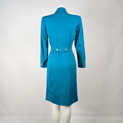 Vintage Classiques Teal Wool Coat Dress Size 4