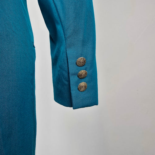 Vintage Classiques Teal Wool Coat Dress Size 4