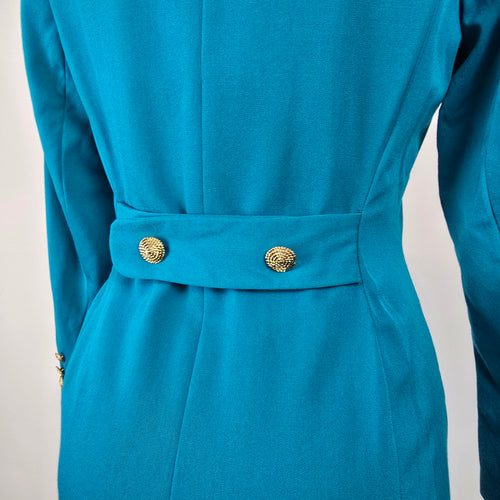 Vintage Classiques Teal Wool Coat Dress Size 4
