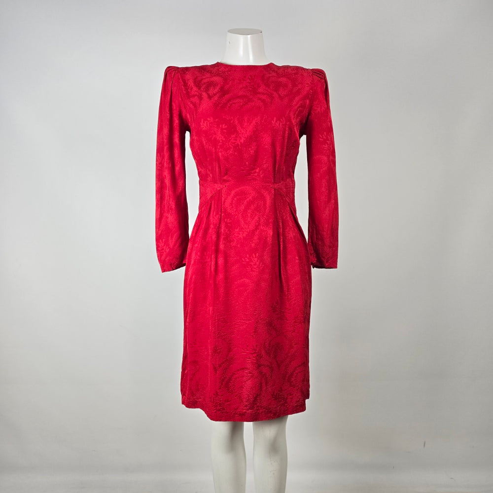 Vintage Nordstrom Petite Focus Red Silk Dress Size 6P