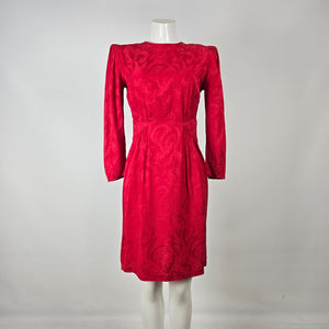 Vintage Nordstrom Petite Focus Red Silk Dress Size 6P