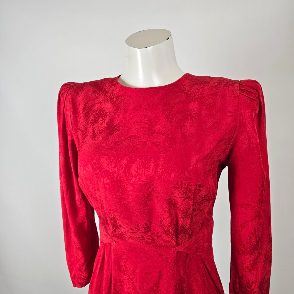 Vintage Nordstrom Petite Focus Red Silk Dress Size 6P