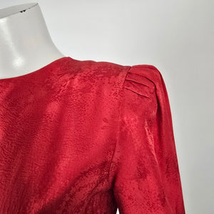 Vintage Nordstrom Petite Focus Red Silk Dress Size 6P