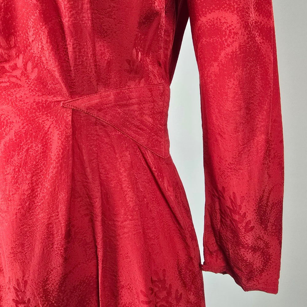 Vintage Nordstrom Petite Focus Red Silk Dress Size 6P