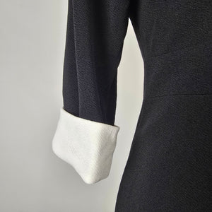 Black White Contrast Collar Pencil Dress Size L