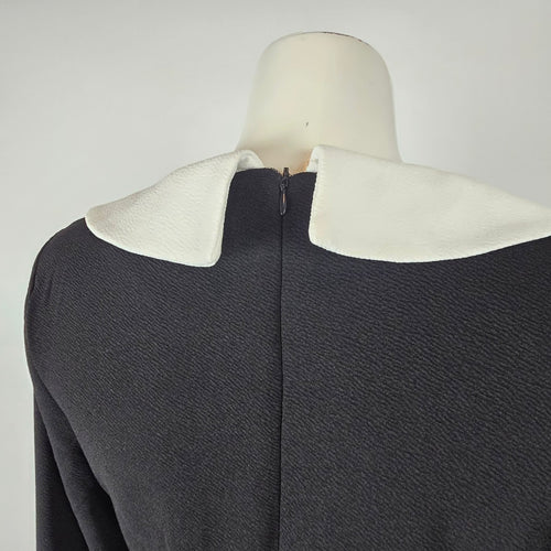 Black White Contrast Collar Pencil Dress Size L