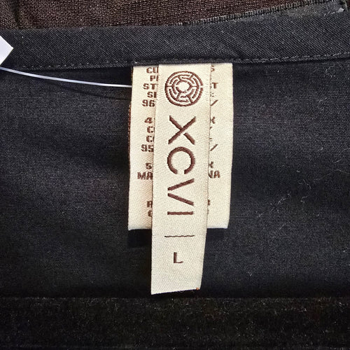 XCVI Black Ruched Zip Pocket Cotton Dress Size L
