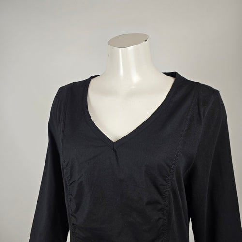 XCVI Black Ruched Zip Pocket Cotton Dress Size L