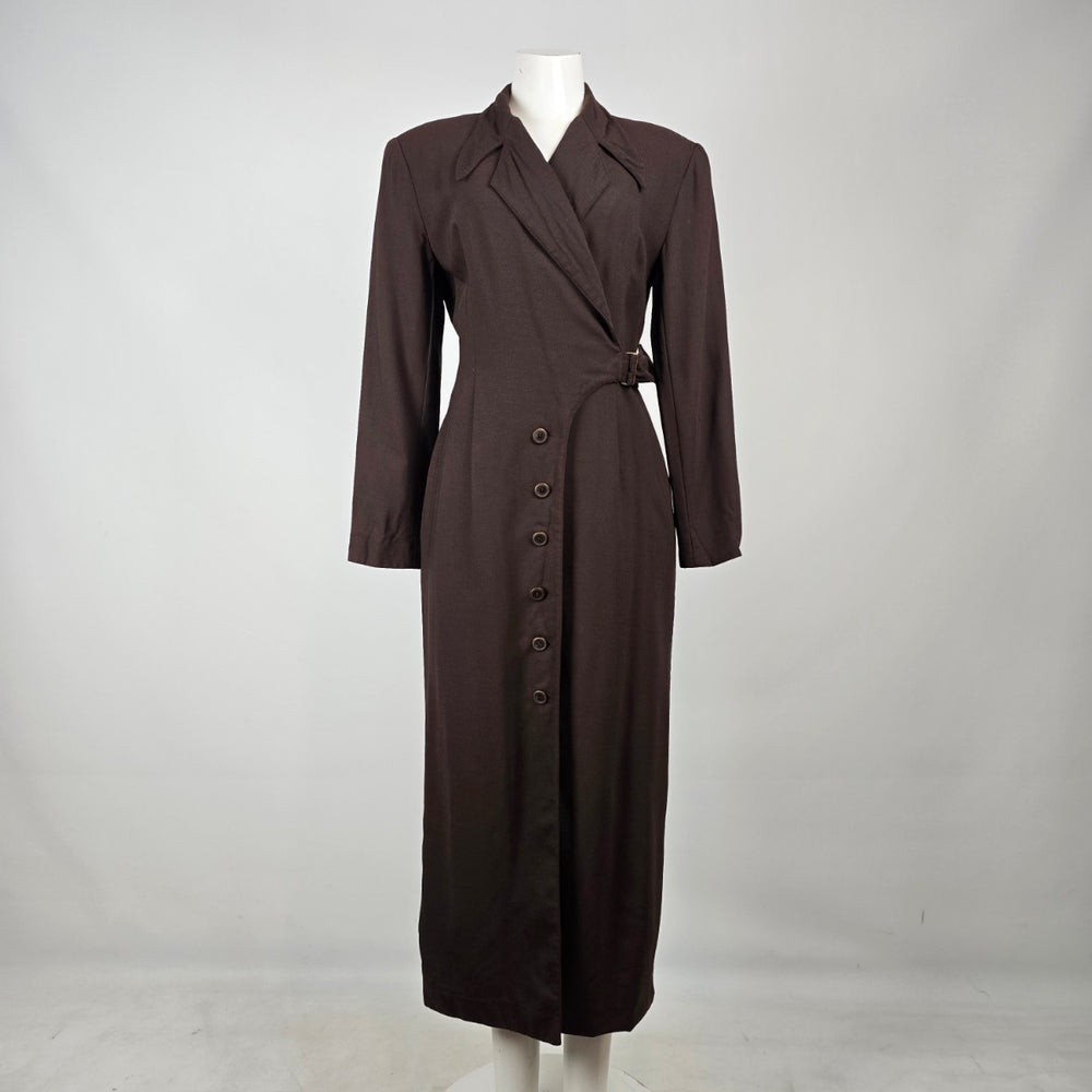 Vintage Liola Baday Brown Wool Wrap Dress Size 10