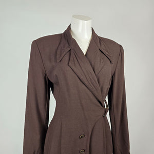 Vintage Liola Baday Brown Wool Wrap Dress Size 10