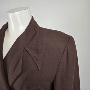 Vintage Liola Baday Brown Wool Wrap Dress Size 10