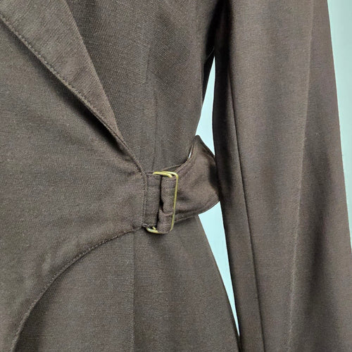 Vintage Liola Baday Brown Wool Wrap Dress Size 10