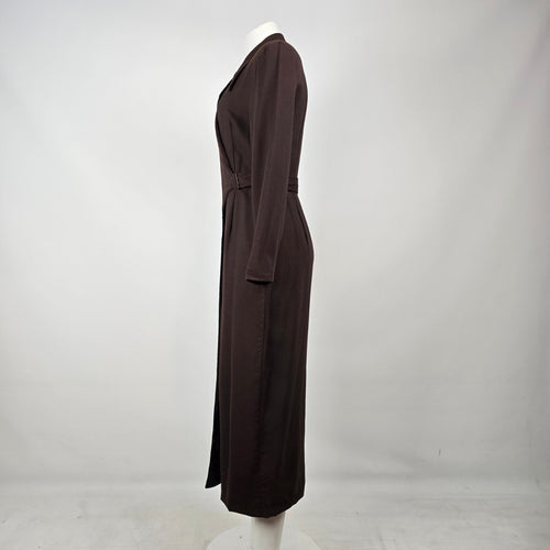 Vintage Liola Baday Brown Wool Wrap Dress Size 10