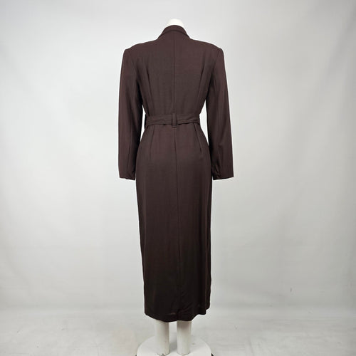 Vintage Liola Baday Brown Wool Wrap Dress Size 10