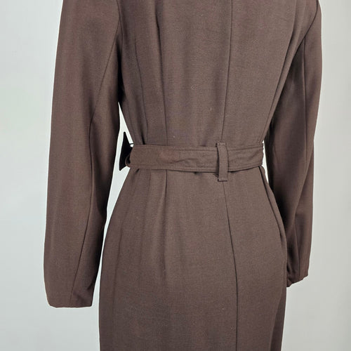 Vintage Liola Baday Brown Wool Wrap Dress Size 10