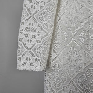 Modest by Mon Cheri White Lace Long Sleeve Wedding Dress Size 14