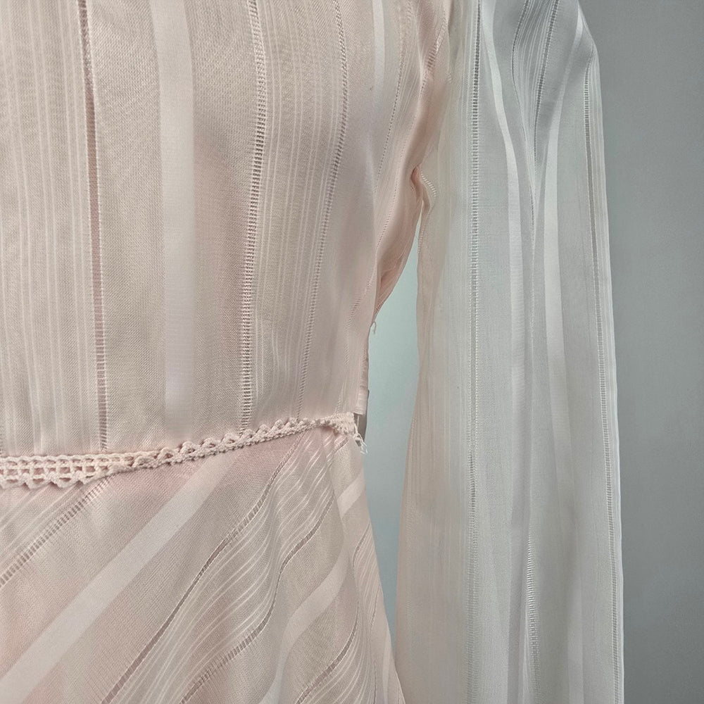 Vintage 1970s House of Nu-Mode Blush Pink Prairie Maxi Dress Size S