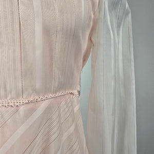 Vintage 1970s House of Nu-Mode Blush Pink Prairie Maxi Dress Size S